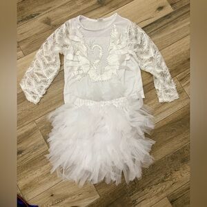 Swan dress costume for girl with Pearls - Swan outfit with tutu